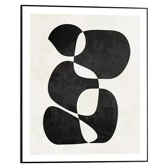 Reinders Bild Slim Frame Black - Imagination, B x H: 40 x 50 cm - Schwarz-weißer abstrakter Kunstdruck in einem Rahmen mit organischen Formen, modernes minimalistisches Design.