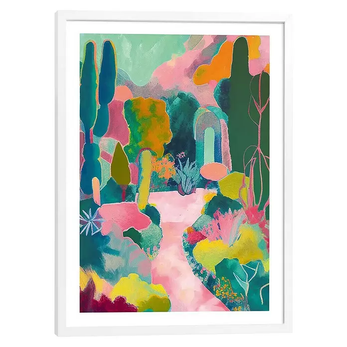 Reinders Bild Modern Frame - Mountain Canyon, B x H: 50 x 70 cm - Farbenfrohes abstraktes Gartenbild in weißem Rahmen.