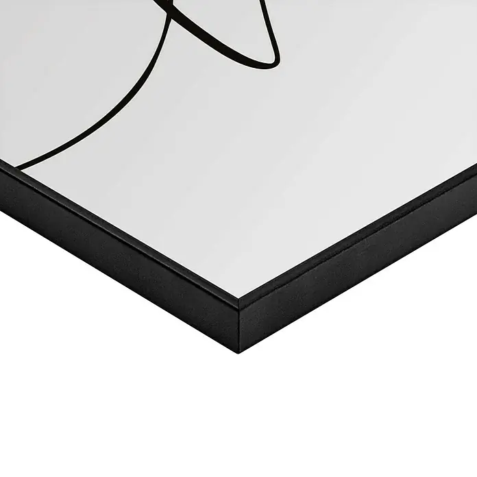 Reinders Bild Slim Frame Black - Live Laugh Love, B x H: 40 x 50 cm - Nahaufnahme eines gerahmten Kunstwerks mit einem abstrakten Design, das in einem modernen, minimalistischen Stil präsentiert wird.