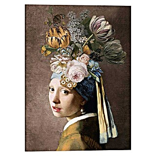 Reinders Leinwandbild Giclee on Canvas (Vermeer - Pearl Girl Flower, B x H: 50 x 70 cm)