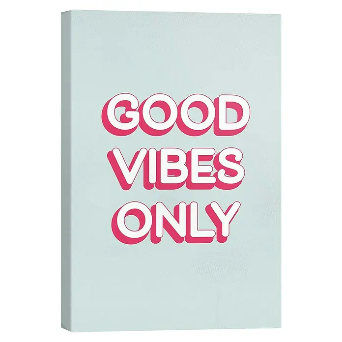 Reinders Leinwandbild Giclee on Canvas - Good Vibes Only, B x H: 20 x 30 cm - Ein Leinwanddruck mit dem Schriftzug "Good Vibes Only" in Pink- und Weißtönen, der positive Stimmung in jeden Raum bringt.
