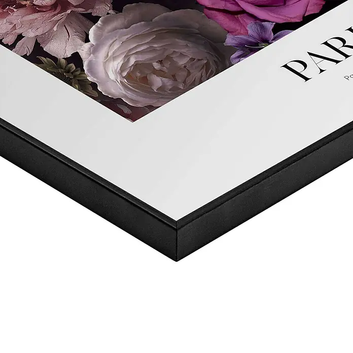 Reinders Bild Slim Frame Black - Rose Garden, B x H: 30 x 40 cm - Nahaufnahme eines gerahmten Bildes mit floralem Design, das eine elegante und moderne Note verleiht.