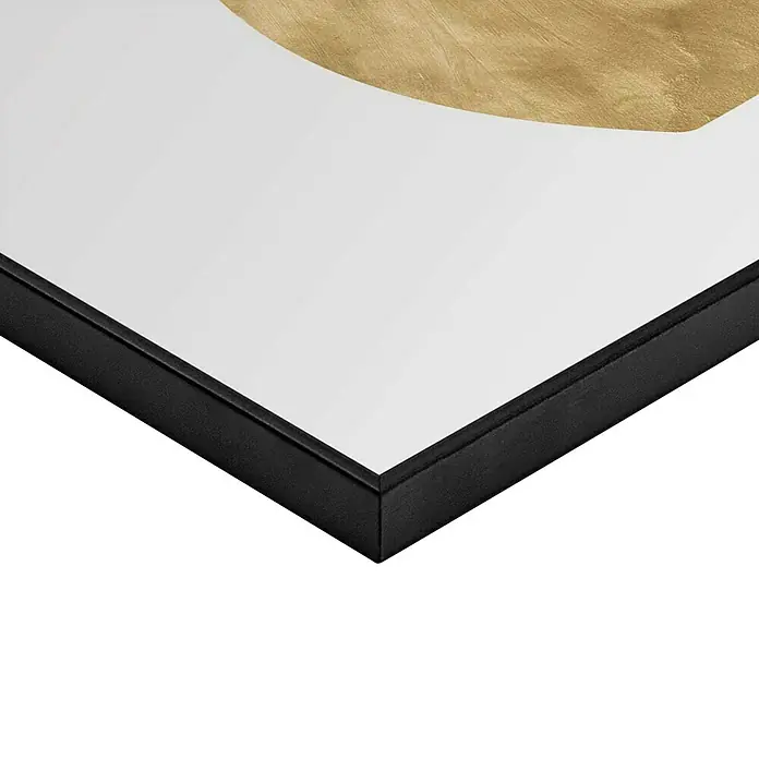 Reinders Bild Slim Frame Black - Golden Vase, B x H: 30 x 40 cm - Nahaufnahme eines schwarzen Bilderrahmens mit weißem Passepartout und goldenem Kunstwerk.