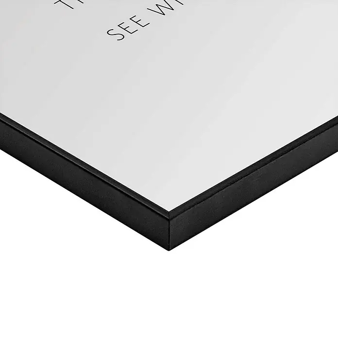Reinders Bild Slim Frame Black - What Happen, B x H: 30 x 40 cm - Schwarzer Bilderrahmen mit weißem Einsatz und partiellem Text.