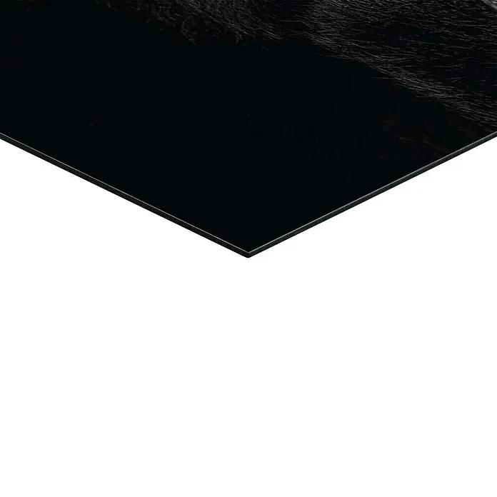 Reinders Decopanel - Gorilla Thinking, B x H: 50 x 40 cm - Nahaufnahme einer glänzenden schwarzen Oberfläche, die Licht und Reflexionen einfängt. Elegantes, modernes Erscheinungsbild.