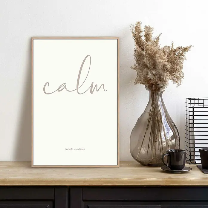 Reinders Bild Slim Frame Wood - Calm, B x H: 20 x 30 cm - Gerahmtes "Calm"-Wandbild mit beruhigendem Design und minimalistischer Ästhetik, ideal für entspannende Räume.