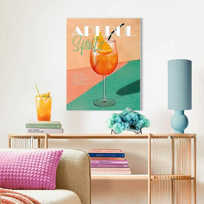 Reinders Bild Slim Frame White - Aperol Time, B x H: 40 x 50 cm - Ein dekoratives Aperol Spritz Poster, perfekt für die stilvolle Bar oder Küche, sorgt für sommerliche Atmosphäre.