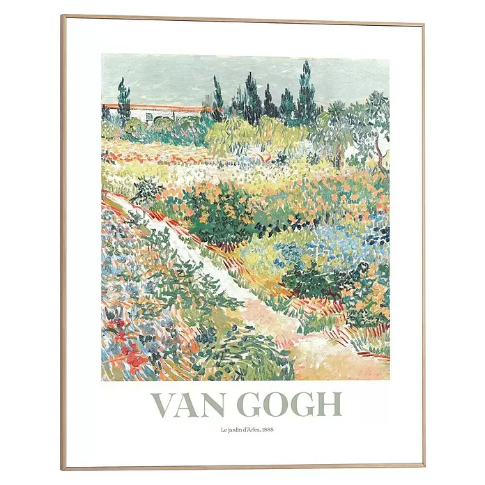 Reinders Bild Slim Frame Wood - Van Gogh - Riverbank in Springtime, B x H: 40 x 50 cm - Gerahmtes Poster von Van Goghs „Le Jardin d’Arles, 1888“ mit hellem Holzrahmen.