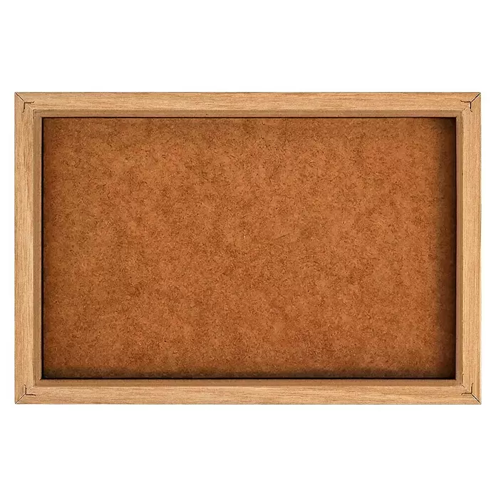 Reinders Bild Slim Frame Wood - Inhale Exhale, B x H: 30 x 20 cm - Rechteckige Korktafel mit hellbraunem Holzrahmen.
