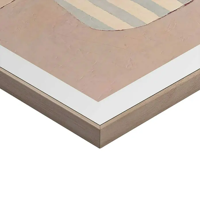 Reinders Bild Slim Frame Wood - Natural Setting, B x H: 50 x 70 cm - Detailansicht eines gerahmten Kunstwerks mit abstraktem Design in sanften Farben und einer schlichten Holzrahmung.