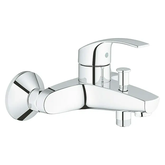 Grohe Eurosmart Badewannenarmatur - Chrom, Glänzend - Glänzender Chrom-Einhebelmischer für Badewanne mit integriertem Umsteller zur Brause. Modernes Design für jedes Badezimmer.