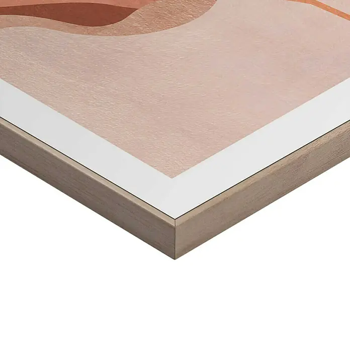 Reinders Bild Slim Frame Wood - Earth Flowers, B x H: 50 x 70 cm - Detailaufnahme eines gerahmten abstrakten Kunstwerks mit zarten Farbverläufen und einer stilvollen Holzrahmung.