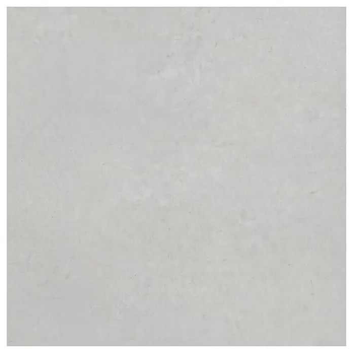 Vinylbodenmuster Isocore Inside Sardegna - 280 x 120 x 8 mm, Fliesenoptik - Ein quadratischer Keramikfliese mit einer dezenten, hellgrauen Marmorierung, perfekt für moderne Innenräume und ästhetische Bodenbeläge.