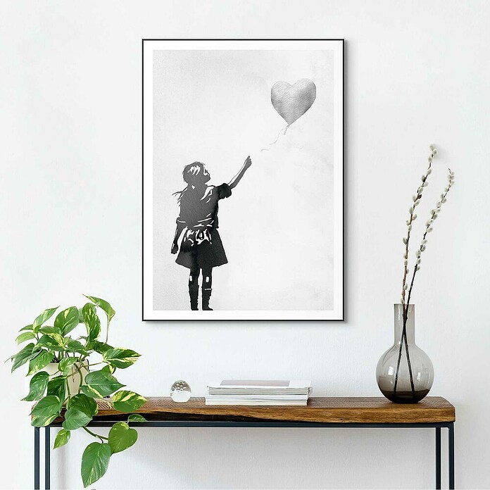 Reinders Bild Slim Frame Black (Balloon Girl, B x H: 50 x 70 cm) | BAUHAUS