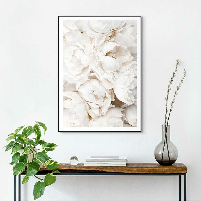 Reinders Bild Slim Frame Black (White Roses, B x H: 50 x 70 cm) | BAUHAUS