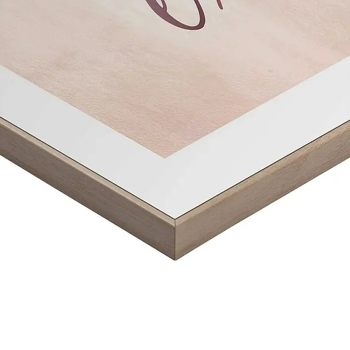 Reinders Bild Slim Frame Wood - Inhale Exhale, B x H: 30 x 20 cm - Detailaufnahme eines gerahmten Bildes mit einem stilvollen Holzrahmen, der die sanfte Farbgebung des Kunstwerks ergänzt.