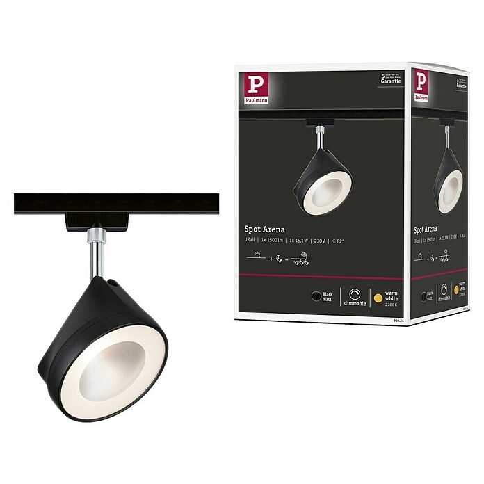 Paulmann URail LED-Spot Arena (14 W, Schwarz, Chrom, Warmweiß) | BAUHAUS