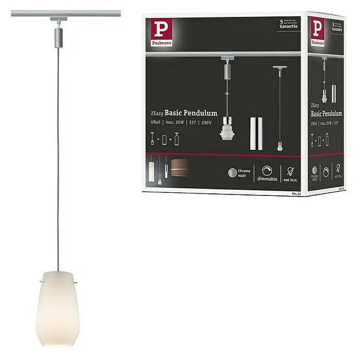 Paulmann URail 2Easy Lámpara colgante Basic - 20 W, Blanco, Altura: 150 cm - Imagen del producto de una lámpara colgante Paulmann 2Easy Basic, que muestra su diseño moderno y una iluminación elegante.