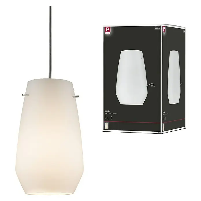 Paulmann URail 2Easy Pantalla de lámpara Vento - Diámetro: 17 cm, Opal, Vidrio, Redonda - La lámpara colgante Vento de Paulmann con vidrio blanco. La lámpara se muestra en su caja y ofrece una luz cálida y difusa.