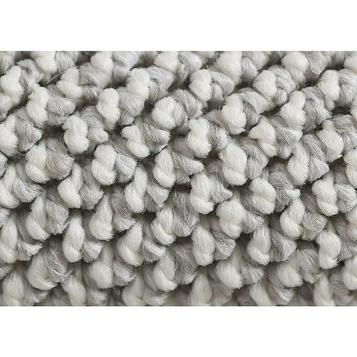 Flachgewebeteppich Loom - Silber, Durchmesser: 160 cm, 100 % Polypropylen - Nahaufnahme eines grauen und weißen Teppichs mit strukturierter Oberfläche, ideal für gemütliche Innenräume und modernen Komfort.