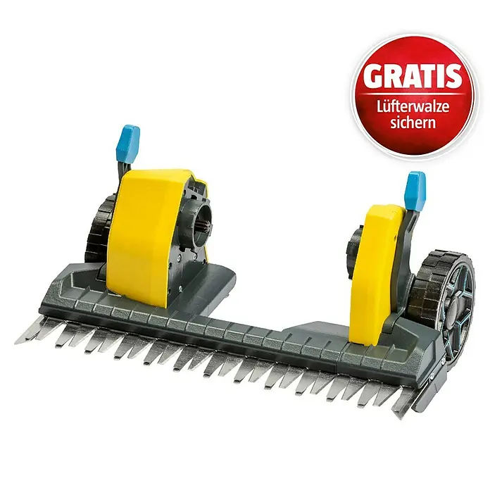 Gloria MultiBrush Grasscherenaufsatz FineCut - Passend für: MultiBrush PLUS Geräte - Der Vertikutierer-Aufsatz mit gelben Akzenten und scharfen Klingen für die Rasenpflege. Inklusive "Gratis Lüfterwalze" Aktion.