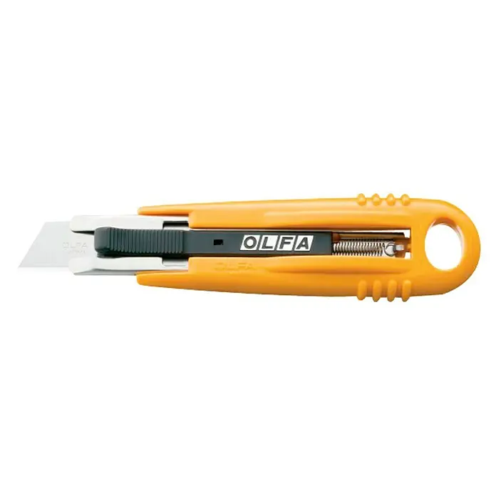 Cuchillo cúter SK-4 - Amarillo - Cúter OLFA naranja con hoja retráctil, ideal para cortes precisos en diversos materiales. Una herramienta fiable para manualidades y profesionales.