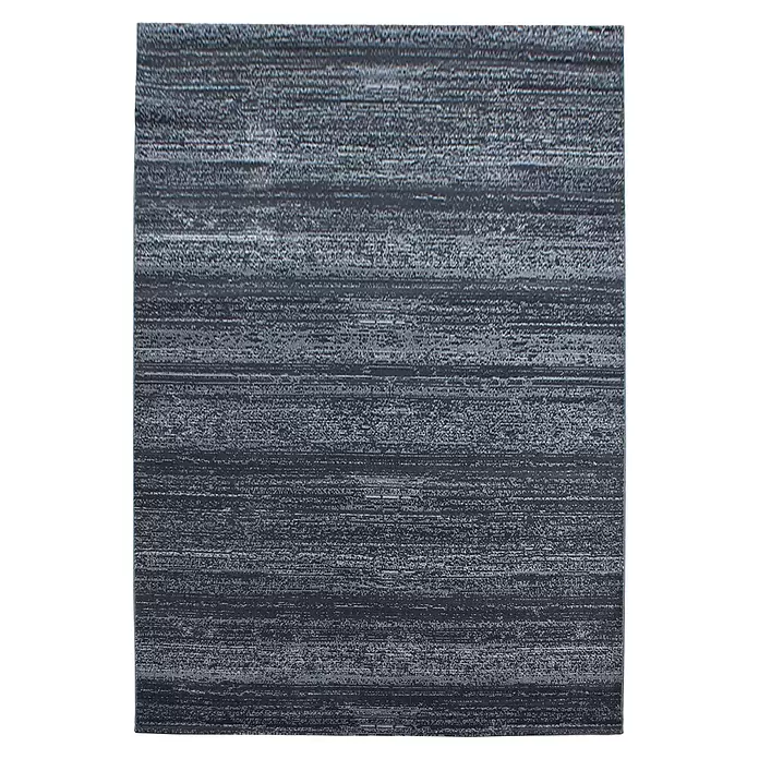 Kurzflorteppich Plus 8000 - Grau, 340 x 240 cm, 100 % Polypropylen - Dunkelgrauer strukturierter Teppich mit horizontalem Streifenmuster.