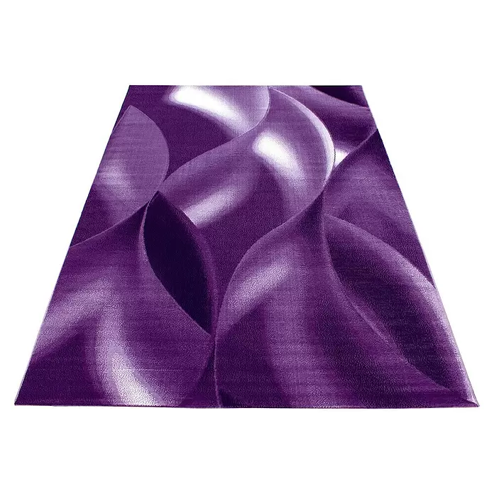 Kurzflorteppich Plus 8008 - Lila, 200 x 140 cm, 100 % Polypropylen - Lila Teppich mit abstraktem, texturiertem Wellenmuster.