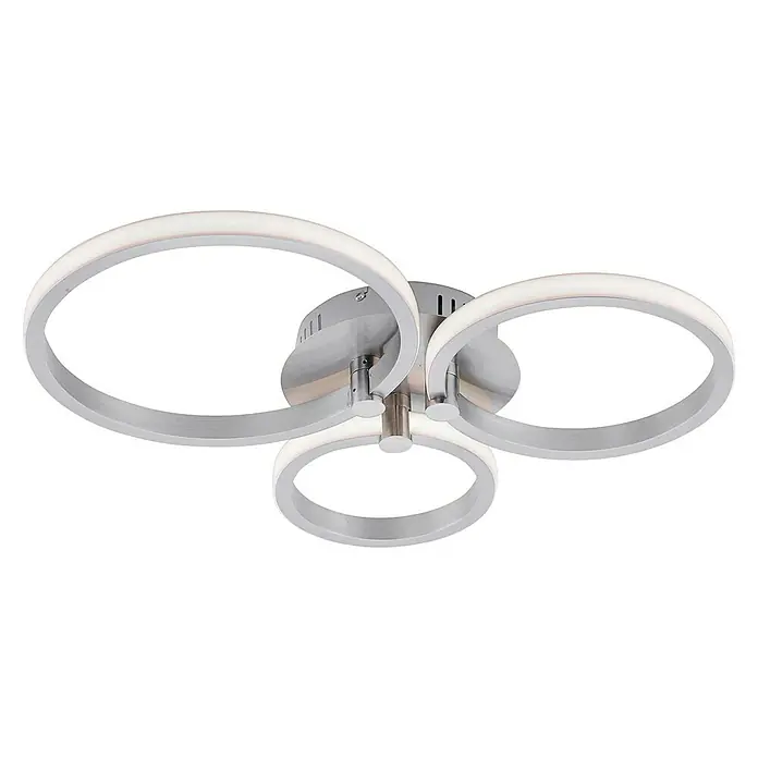 Just Light LED-Deckenleuchte Johanna - 18 W, L x B x H: 49 x 40 x 8 cm, Silber, Warmweiß - Moderne Deckenleuchte mit drei LED-Ringen in Silberoptik für eine stilvolle Beleuchtung im Raum.