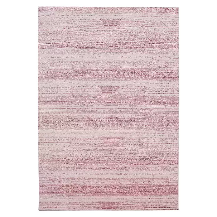 Kurzflorteppich Plus 8000 - Pink, 340 x 240 cm, 100 % Polypropylen - Strukturierter Teppich mit horizontalen Streifen in Rosa- und Beigetönen.