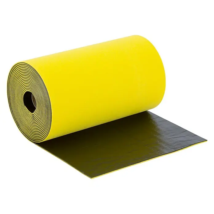 Danosa Cinta de insonorización Fonodan BJ - 10 m x 42 cm x 4 mm, Polietileno - Rollo de esterilla aislante amarilla con base negra, ideal para insonorización y aislamiento térmico.