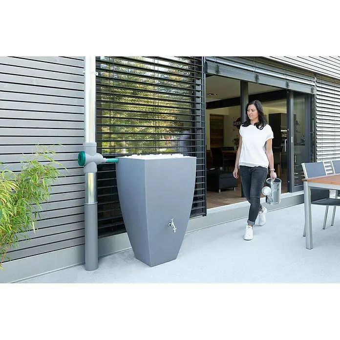 Arves Regenspeicher Modena - 200 l, Betongrau - Die Regentonne in modernem Design ist ein echter Hingucker. Optimal zur Gartenbewässerung und zur Reduzierung des Wasserverbrauchs.