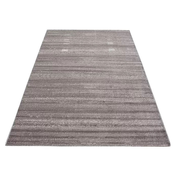 Kurzflorteppich Plus 8000 - Beige, 370 x 280 cm, 100 % Polypropylen - Grauer Teppich mit dezentem Streifenmuster.
