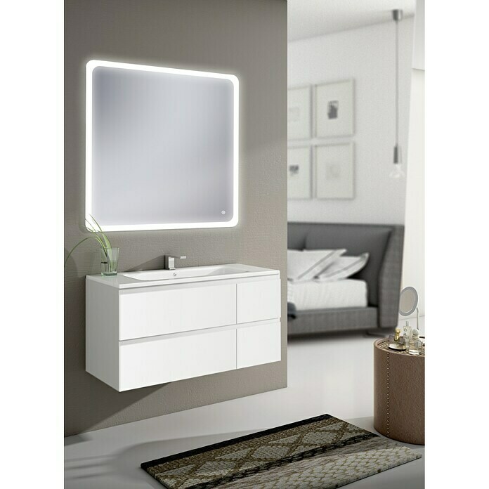 Mueble de lavabo Sheyla (L x An x Al: 45 x 80 x 50 cm, Blanco brillante)