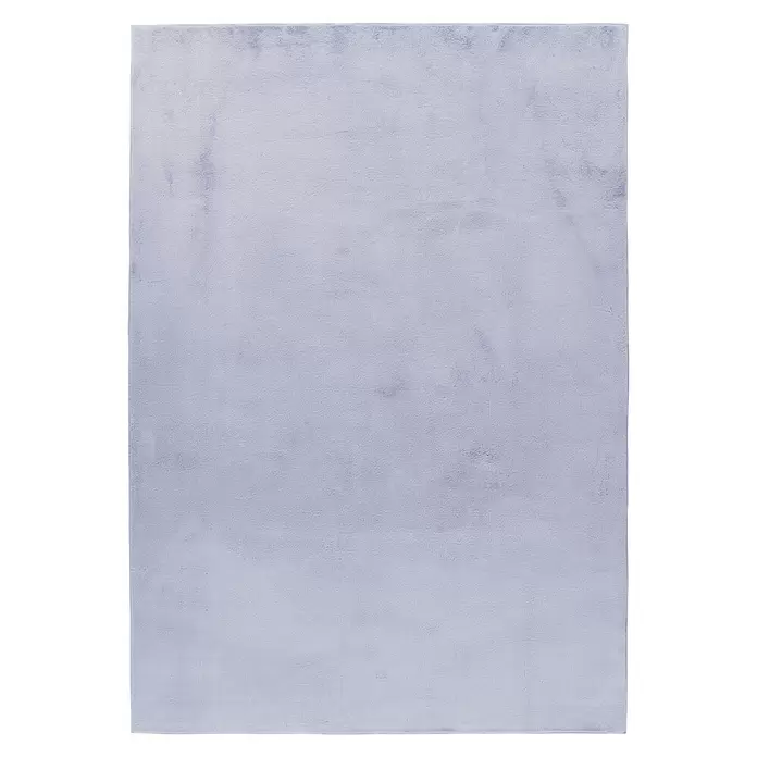 Hochflorteppich Pouffy - Silber, 340 x 240 cm, 100 % Polyester - Strukturierter blasslila Stoffmuster.