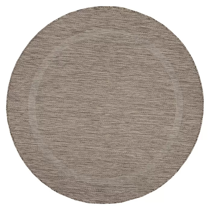 Outdoor-Teppich Relax - Braun, Durchmesser: 160 cm, 100 % Polypropylen - Rundes gewebtes Platzset in neutralen Tönen mit dezentem Kreismuster.