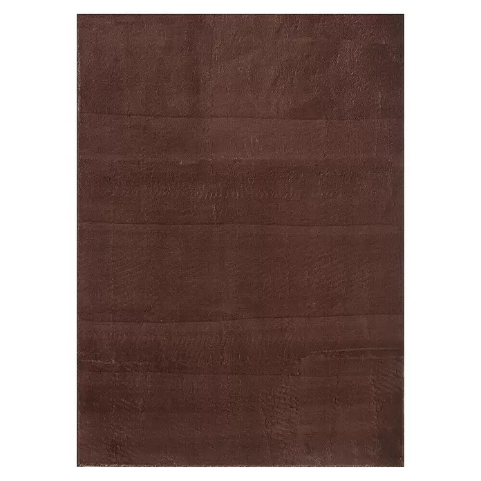 Kurzflorteppich Sky - Braun, 200 x 140 cm, 100 % Polyester - Dunkelbraunes strukturiertes Material mit deutlichen horizontalen Linien.