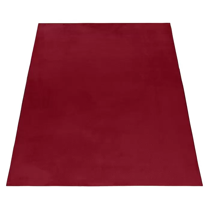 Hochflorteppich Pouffy - Rot, 290 x 200 cm, 100 % Polyester - Rechteckiger dunkelroter Teppich mit weicher Textur.