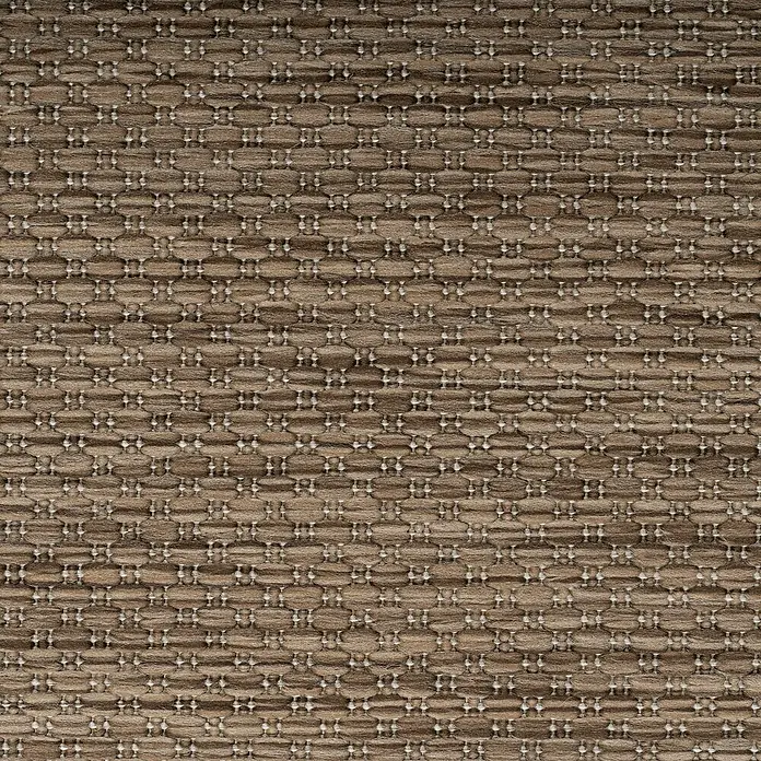 Outdoor-Teppich Relax - Braun, 150 x 80 cm, 100 % Polypropylen - Nahaufnahme eines beigefarbenen Teppichs mit gewebtem Muster für eine Textilproduktion.