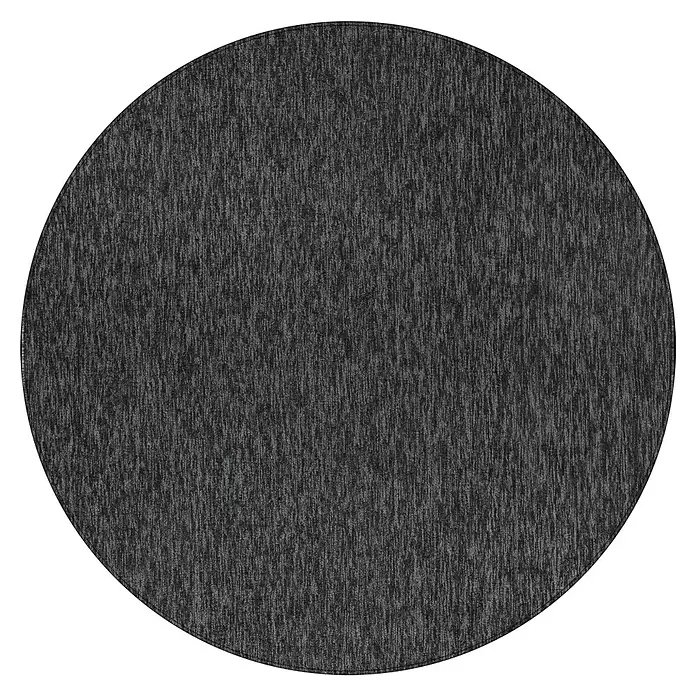 Kurzflorteppich Nizza - Anthrazit, Durchmesser: 200 cm, 100 % Polypropylen - Runder dunkelgrauer Teppich mit subtiler linearer Textur.