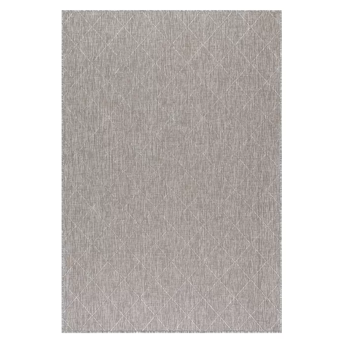 Outdoor-Teppich Zagora II - Beige, 170 x 120 cm, 100 % Polypropylen - Hellbrauner Webstoff mit dezentem weißem Rautenmuster.