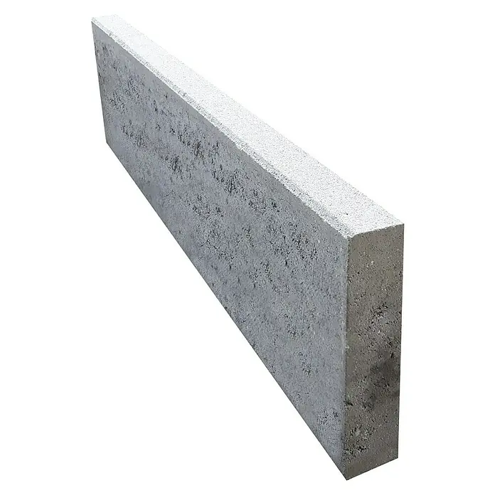 EHL Rasenkante C - 100 x 6 x 25 cm, Grau, Beton - Ein einzelner, länglicher Bordstein aus grauem Beton, ideal für Garten- und Landschaftsbau.