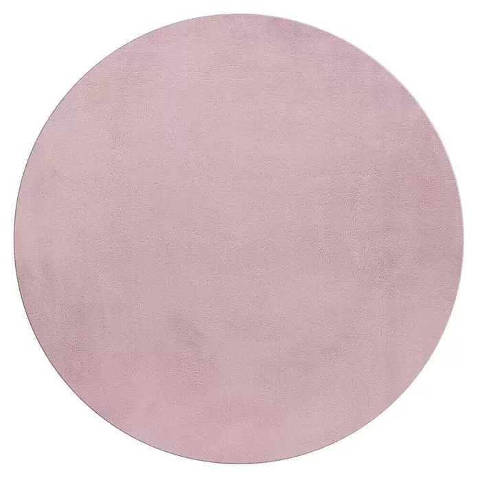 Hochflorteppich Pouffy - Rosa, Durchmesser: 160 cm, 100 % Polyester - Runder, altrosafarbener Teppich mit weicher, plüschiger Textur.