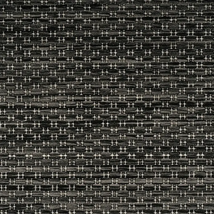 Outdoor-Teppich Relax - Schwarz, 290 x 200 cm, 100 % Polypropylen - Nahaufnahme eines schwarzen Stoffes mit dezentem, gewebtem Muster, ideal für Möbel und Polsterungen mit eleganter Textur.