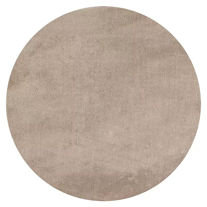 Kurzflorteppich Sky - Beige, Durchmesser: 120 cm, 100 % Polyester - Runder beigefarbener Teppich mit weicher Textur.