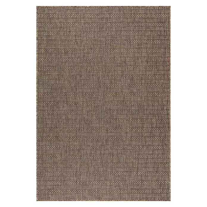 Outdoor-Teppich Zagora III - Kupfer, 150 x 80 cm, 100 % Polypropylen - Braun-beiger, eng gewebter Teppich mit texturiertem Streifenmuster.