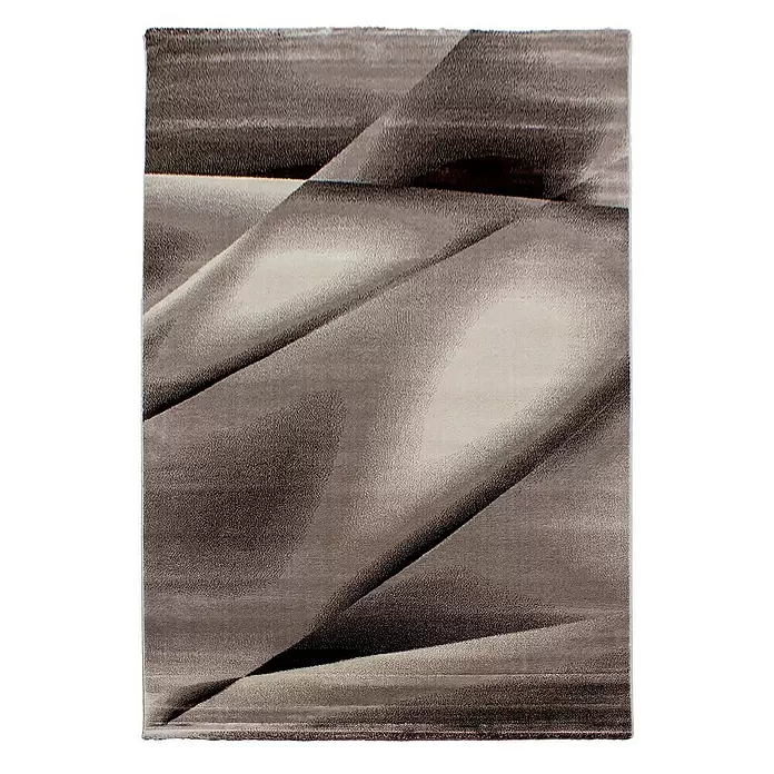 Kurzflorteppich Miami - Braun, 340 x 240 cm, 100 % Polypropylen - Rechteckiger Teppich in Grau- und Brauntönen mit abstraktem geometrischem Muster und strukturierter Oberfläche.