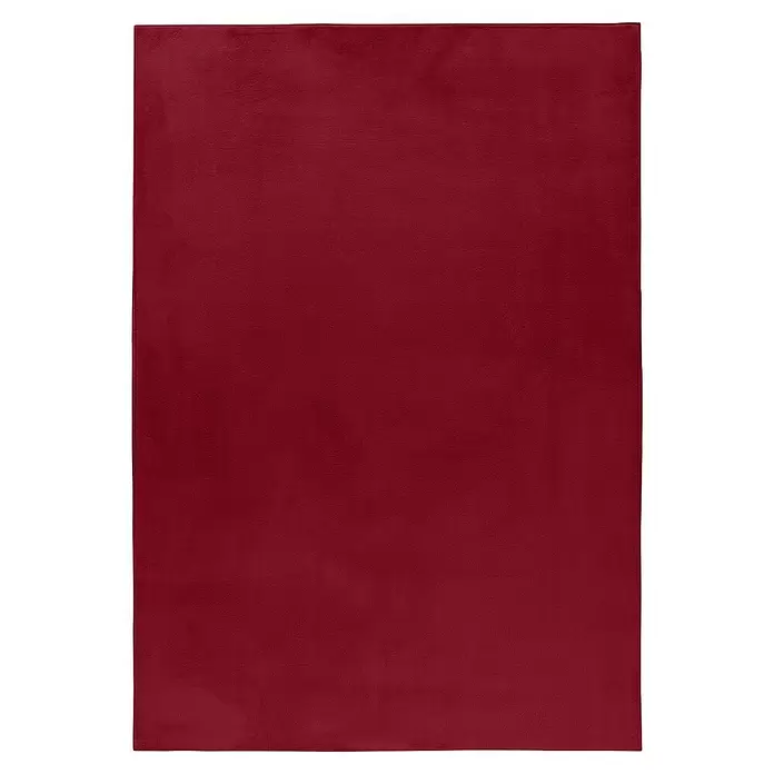 Hochflorteppich Pouffy - Rot, 290 x 200 cm, 100 % Polyester - Burgundroter, weicher Teppich.