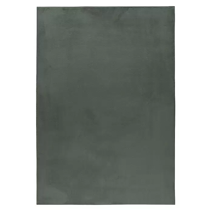 Hochflorteppich Pouffy - Grün, 170 x 120 cm, 100 % Polyester - Dunkelgraue, rechteckige Plüschdecke mit weicher, gleichmäßiger Textur.
