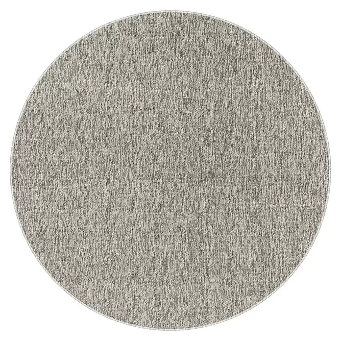 Kurzflorteppich Nizza - Beige, Durchmesser: 160 cm, 100 % Polypropylen - Runder beiger und grauer strukturierter Teppich.